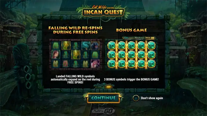 Cat Wilde and the Incan Quest slot features