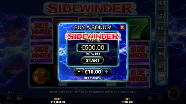 Sidewinder Doublemax slot bonus buy