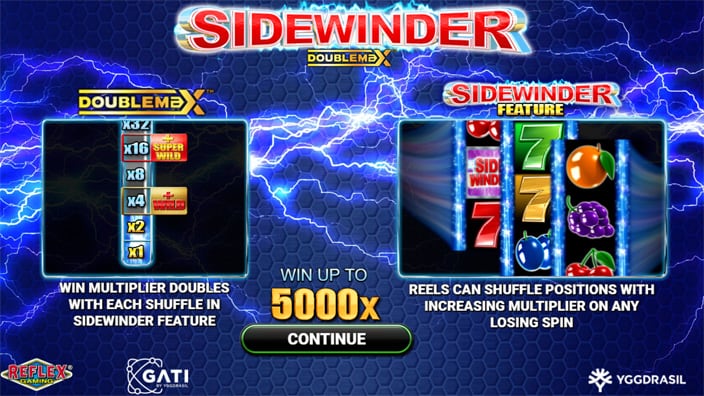 Sidewinder Doublemax slot features