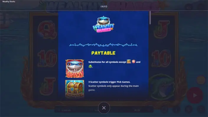 Wealthy Sharks slot paytable