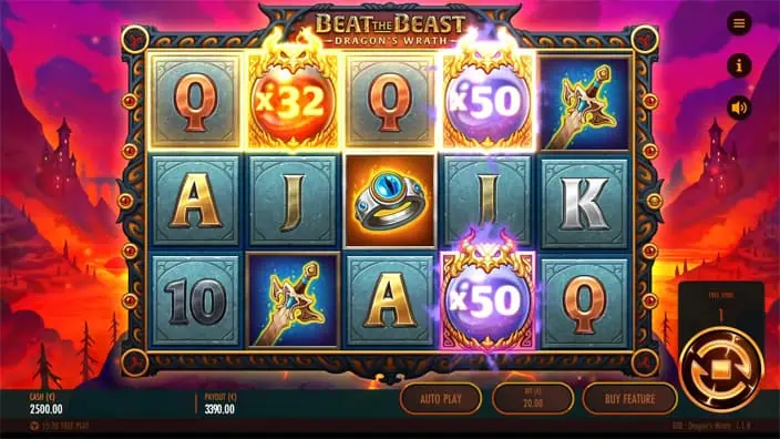 Beat the Beast Dragons Wrath slot feature dragon emblem symbol