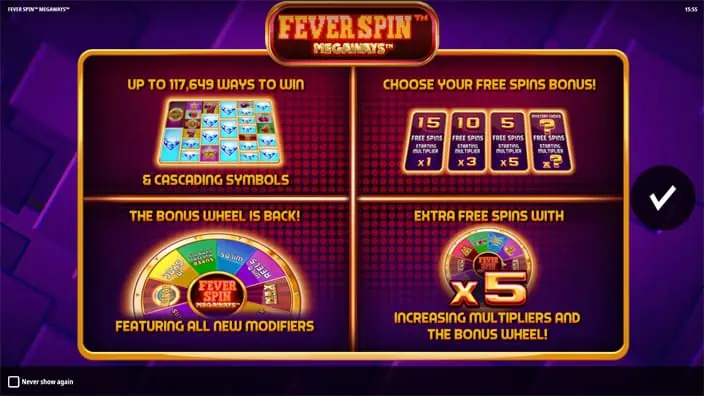 Fever Spin Megaways slot features