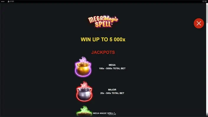 Mega Magic Spell slot paytable