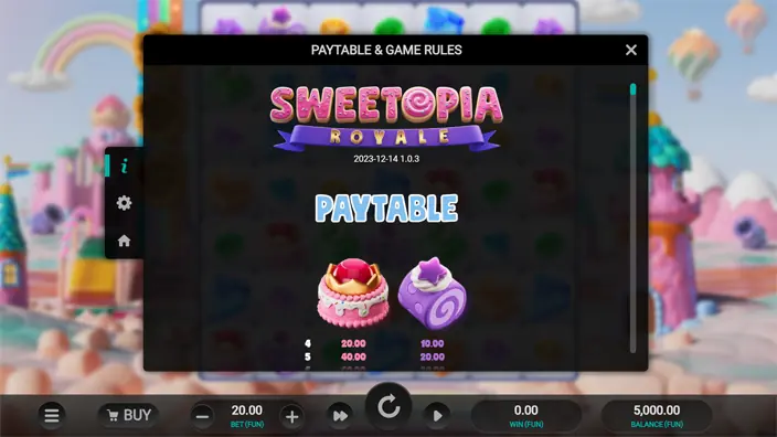 Sweetopia Royale slot paytable