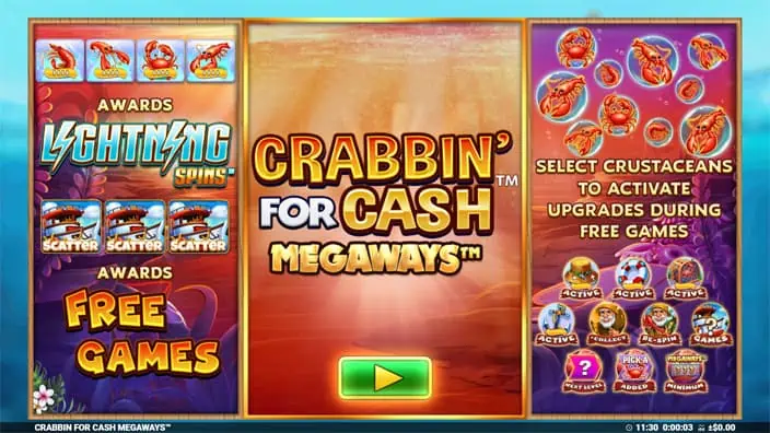 Crabbin for Cash Megaways slot features
