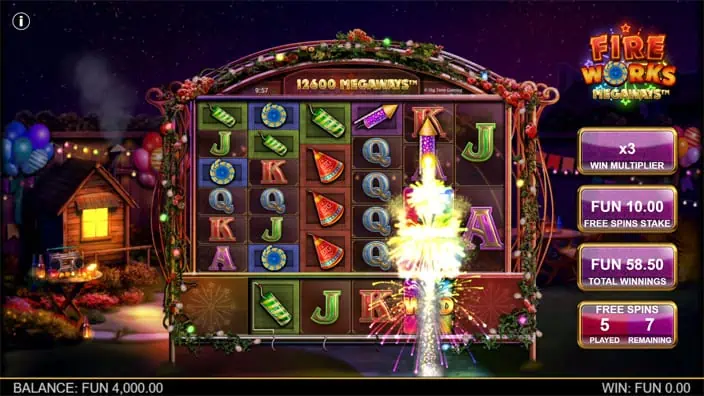 Fireworks Megaways slot feature purple firework