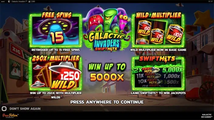 Galactic Invaders slot features