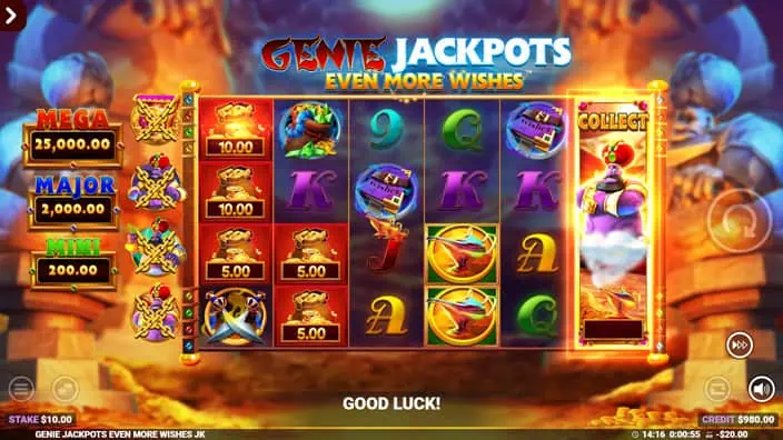 Genie Jackpots Even More Wishes slot feature jackpots collect