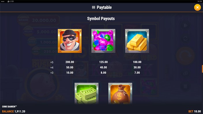 Oink Bankin slot paytable