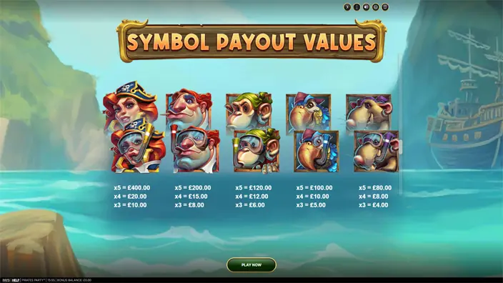 Pirates Party slot paytable