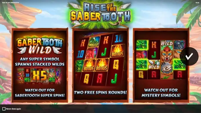 Rise of the Sabertooth slot features