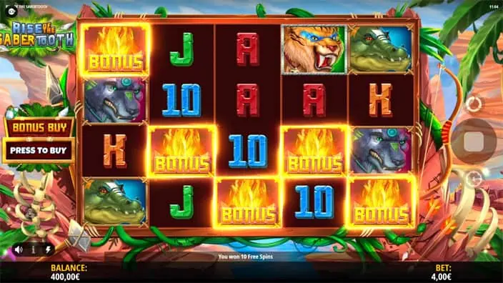 Rise of the Sabertooth slot free spins