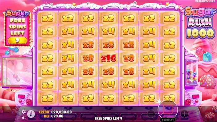 Sugar Rush 1000 slot feature multiplier spots