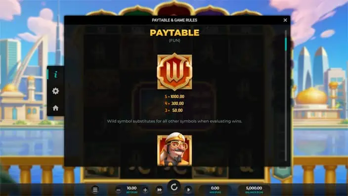 Sultan Spins slot paytable