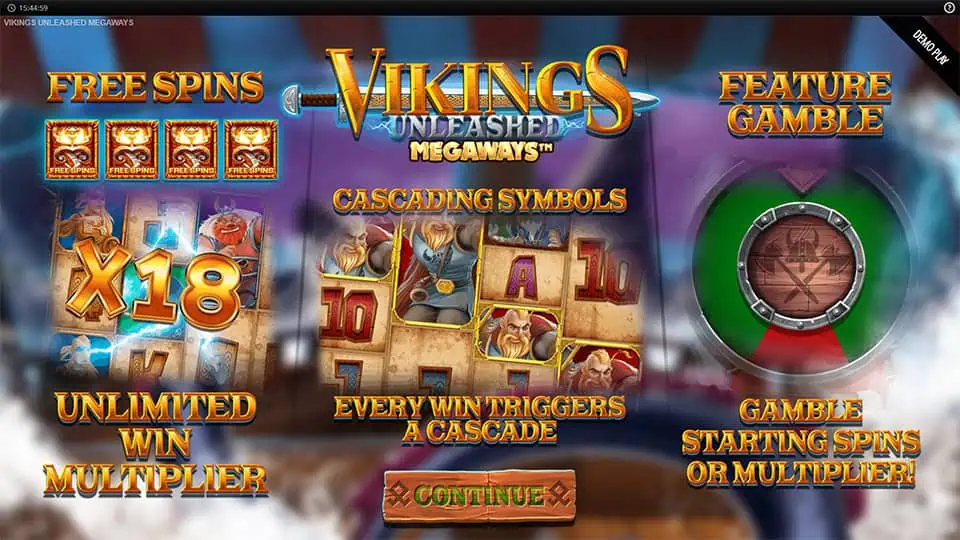 Vikings Unleashed Reloaded slot features