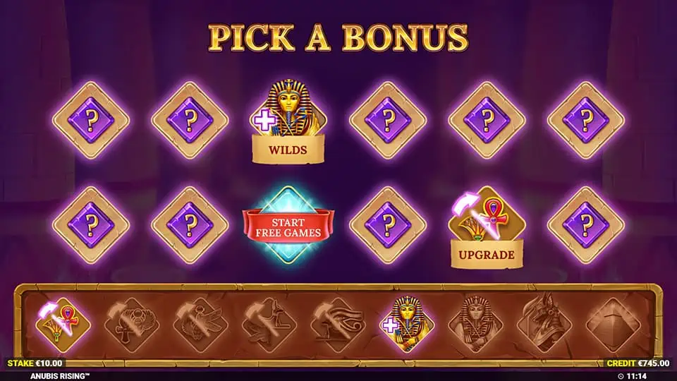 Anubis Rising slot feature pick a bonus