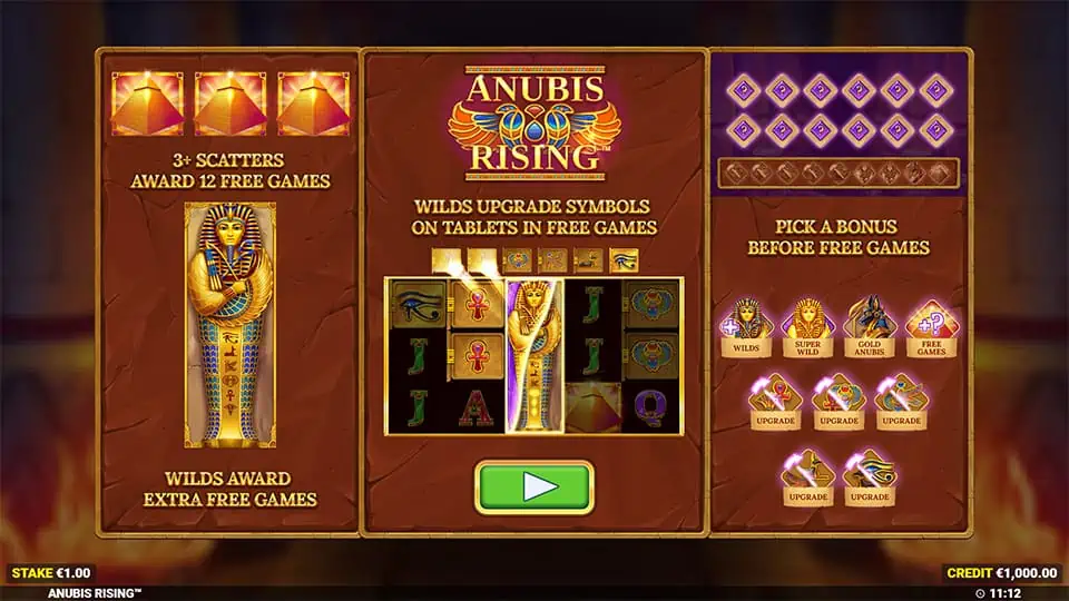 Anubis Rising slot features