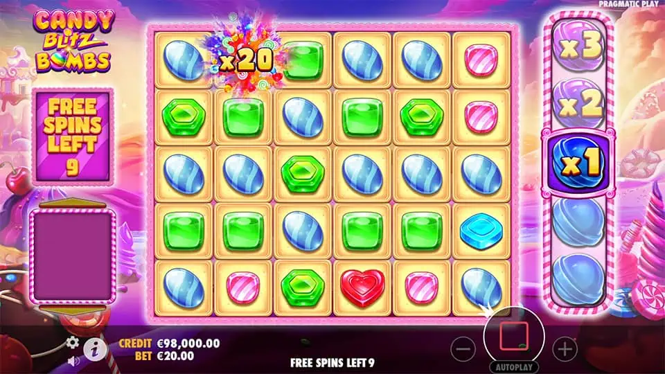 Candy Blitz Bombs slot feature bomb multiplier