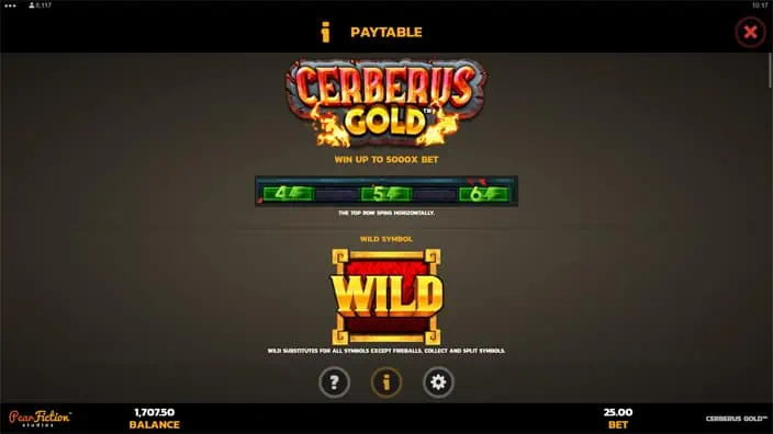 Cerberus Gold slot paytable