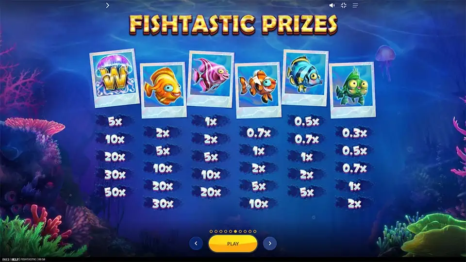 Fishtastic slot paytable