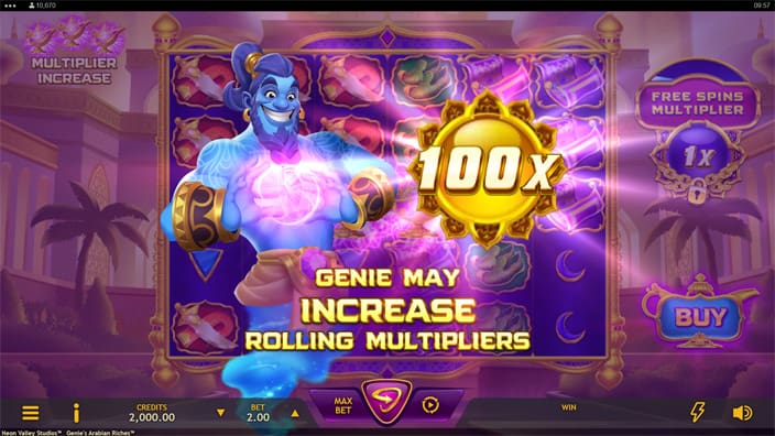 Genies Arabian Riches slot feature rolling multiplier