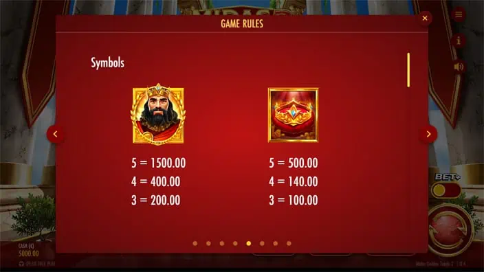 Midas Golden Touch 2 slot paytable