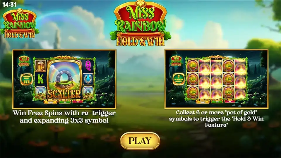 Miss Rainbow Hold Win slot features
