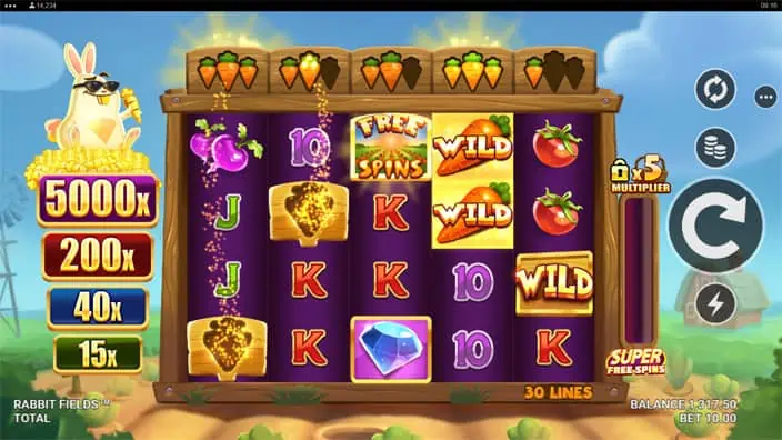 Rabbit Fields slot feature carrot sign symbols collection