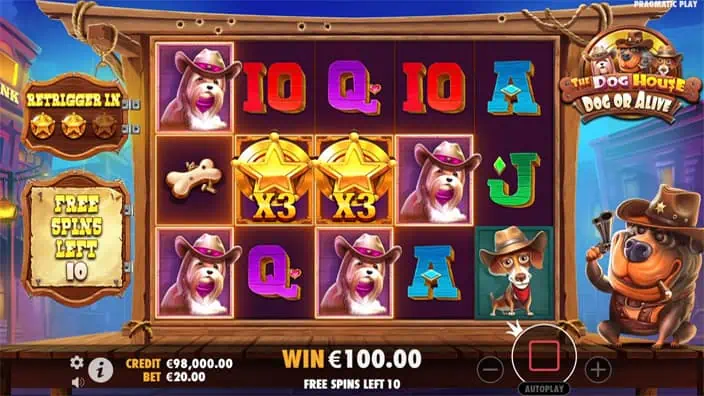 The Dog House Dog or Alive slot feature sticky wilds