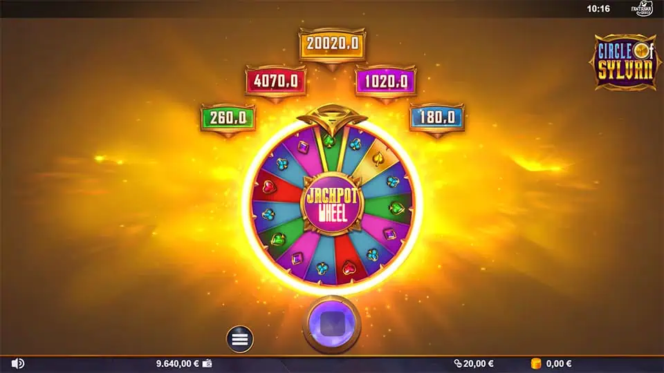 Circle of Sylvan slot feature jackpot wheel
