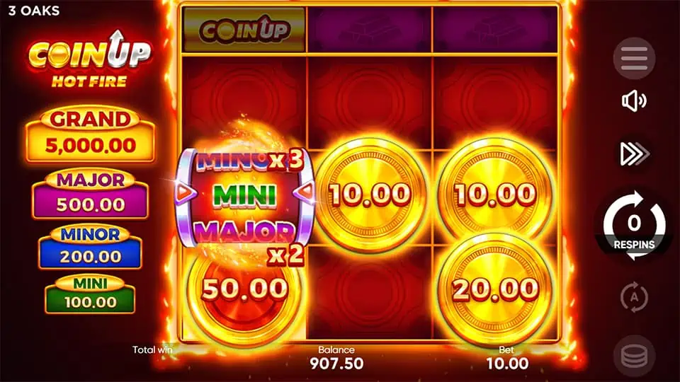 Coin Up Hot Fire slot feature mystery jackpot