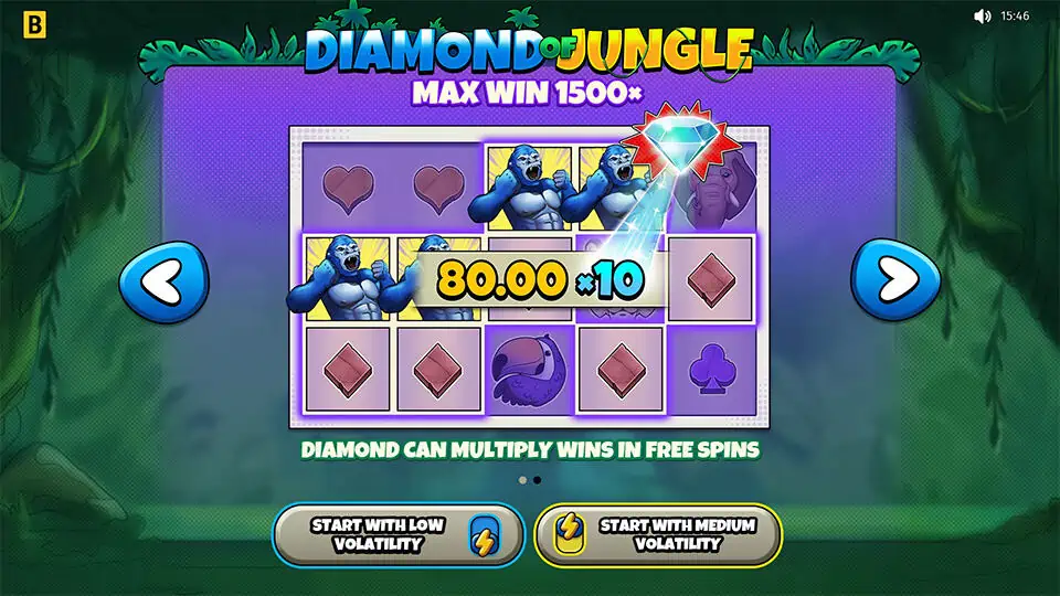 Diamond of Jungle slot features