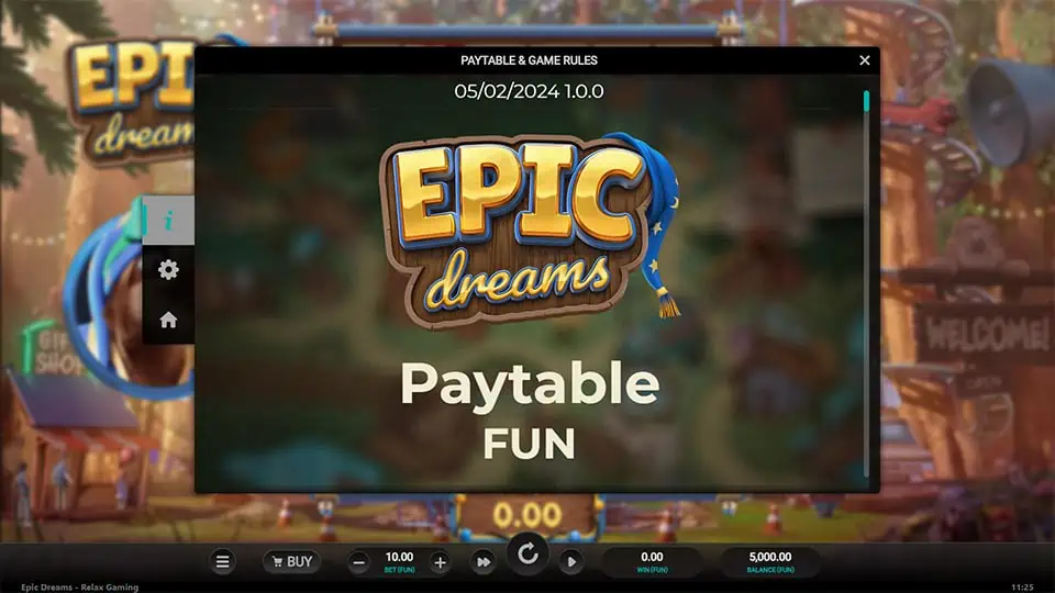 Epic Dreams slot paytable