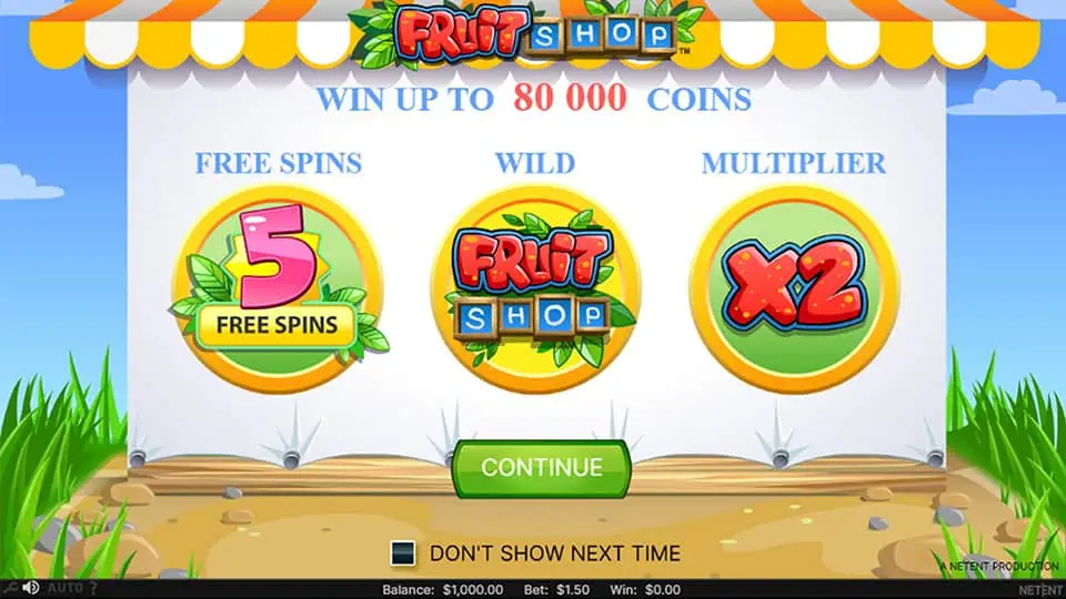 Fruit Shop slot features