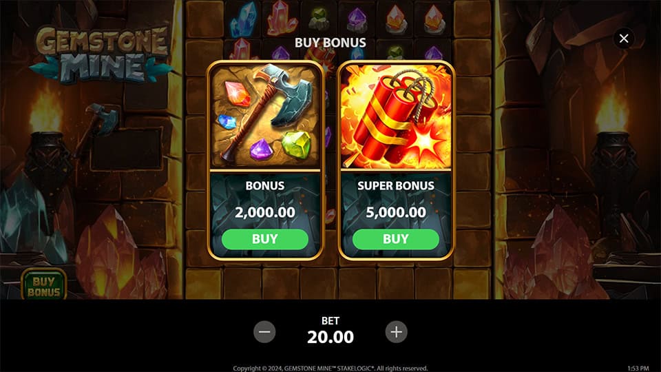 Gemstone Mine slot bonus buy