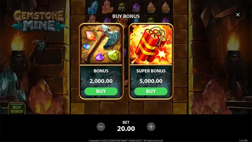 Gemstone Mine slot bonus buy