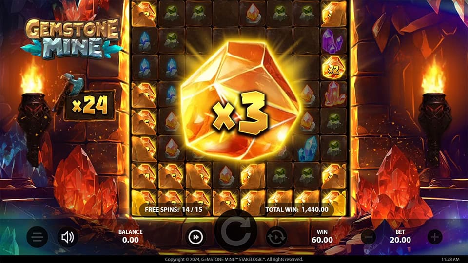 Gemstone Mine slot feature multipier