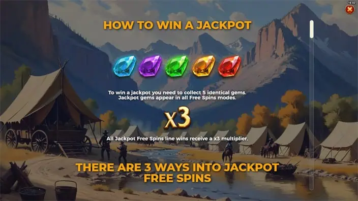 Gold Frontier Jackpots FastPot5 slot paytable
