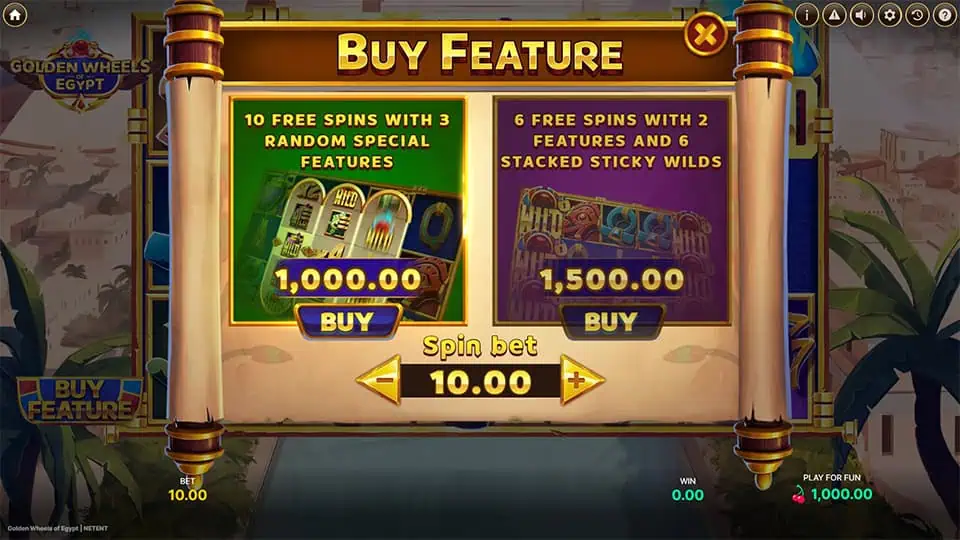 Golden Wheels of Egypt slot bonus buy