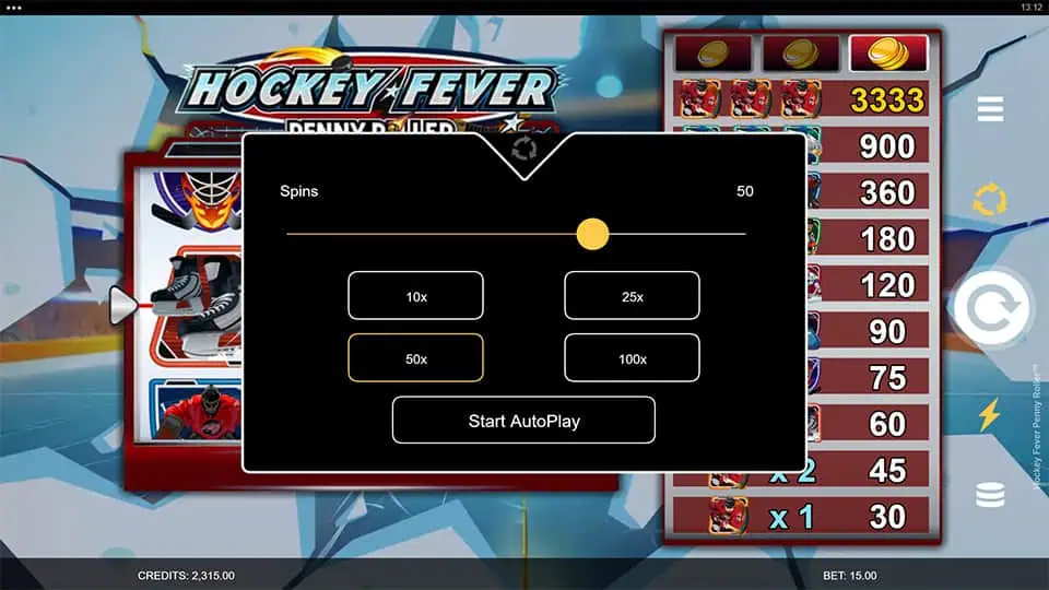 Hockey Fever Penny Roller slot feature autoplay