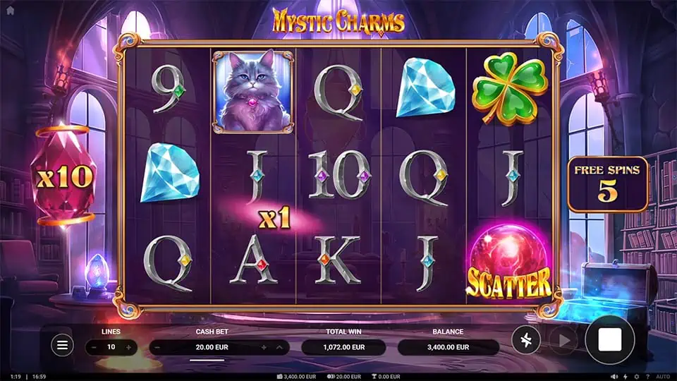 Mystic Charms slot feature scatter multiplier