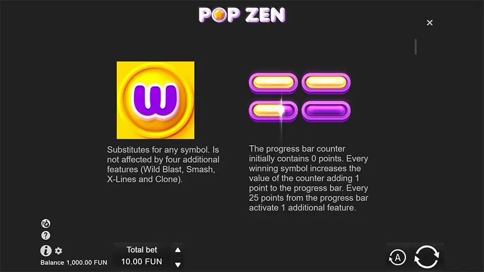 Pop Zen slot paytable