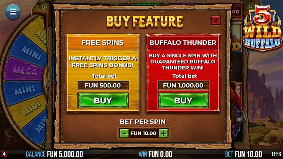 5 Wild Buffalo slot bonus buy