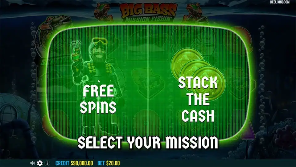 Big Bass Fishing Mission slot feature select the mission