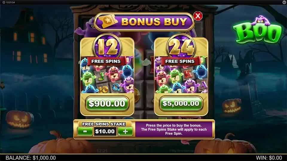 Boo slot bonus buy