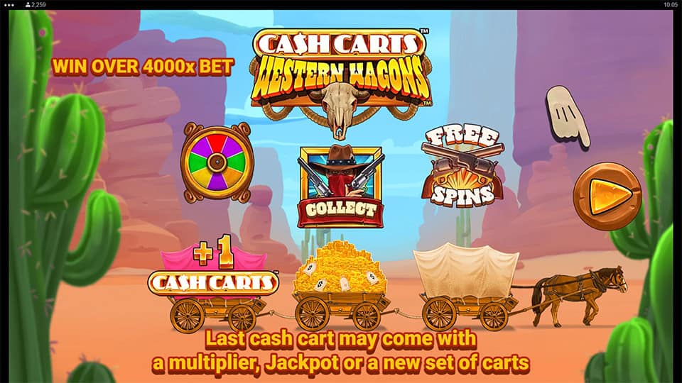 Cash Carts Western Wagons slot features