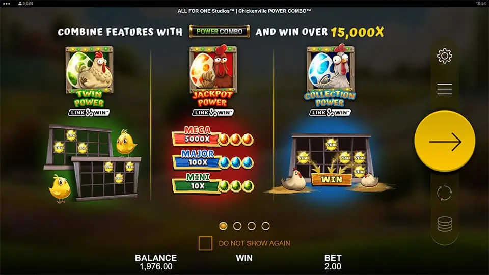 Chickenville Power Combo slot features