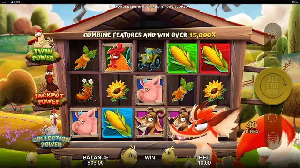 Chickenville Power Combo slot free spins