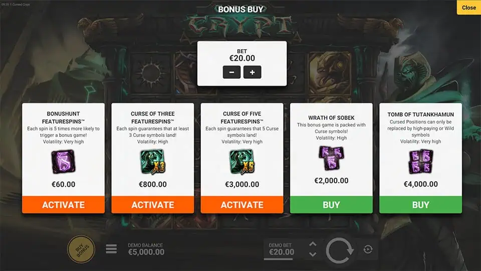 Cursed Crypt slot bonus buy