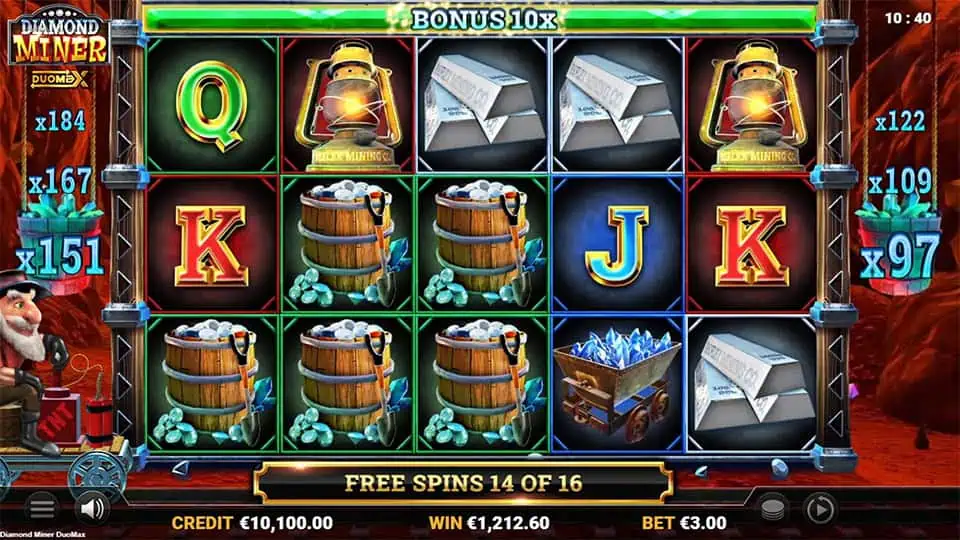 Diamond Miner DuoMax slot feature bonus 10x